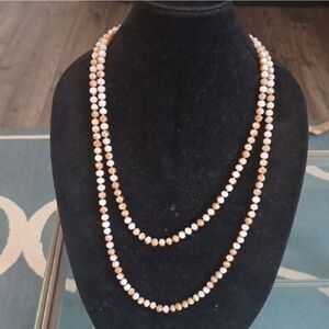 Elegant Gold and Cream Glass Beaded Necklace & Bracelet Set